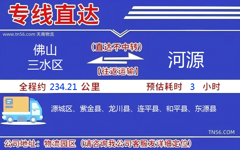 佛山三水區(qū)到河源物流公司