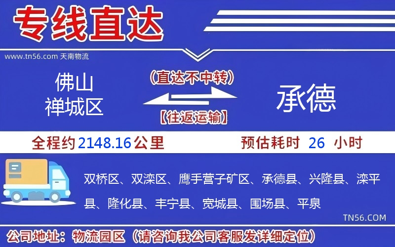 佛山禪城區(qū)到承德物流公司 佛山禪城區(qū)到承德物流公司