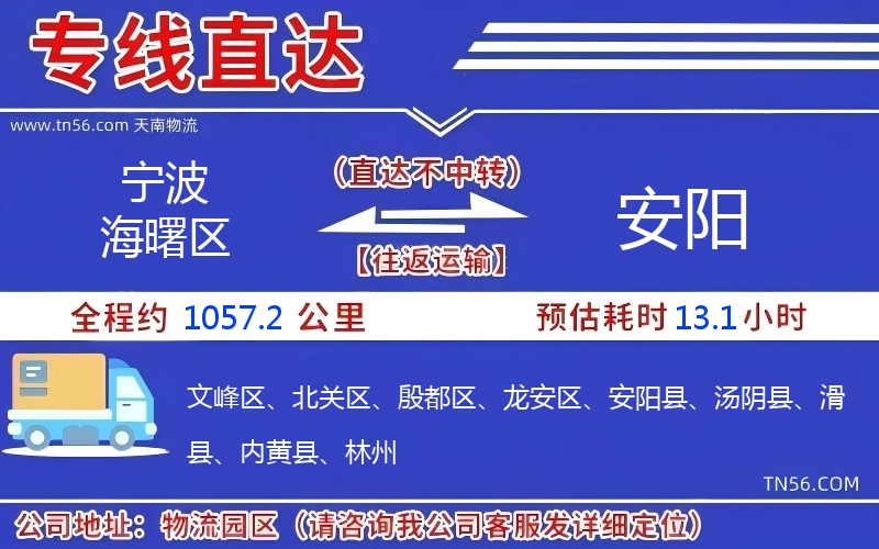 寧波海曙區(qū)到安陽物流公司