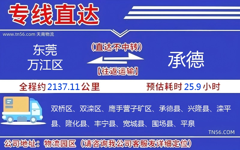 東莞萬江區到承德物流公司